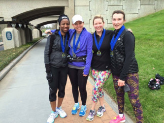 Stephanie: "Reached the finish line for our Galloway half!"