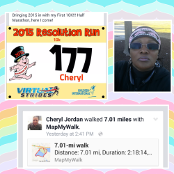 Cheryl: "Awesome way to start 2015...My first 10K!"