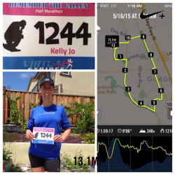 Kelly: "Another 13.1 miles in the books! #wearblueruntoremember #2015in2015"
