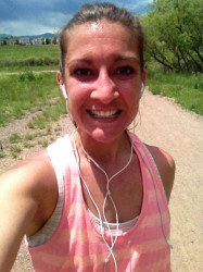 Lindsey: "Tried to upload a screen shot of my time. It wouldn't let me, so you get this super hot runner on super hot day in Colorado pic!"
