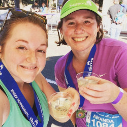 Rachel: "Best running buddy and I hitting our PR for a 5k :):)"