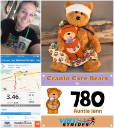 Jenn: "Morning walk to get coffee, and helping an AWESOME cause at the same time! In honor of my cranio nephew! "