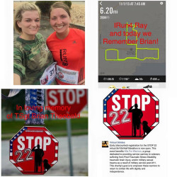 Stephanie: Finished our 10k in memory of my friend Special Agent Brian Theobald who took his life on July 21st 2015. My IRUN4 buddy Conner and I along with my friend Rebecca and her IRUN4 buddy Ray ran this 10k to bring awareness to Veteran Suicide. Statistically speaking.....22 Veterans a day take their own life. Real life talk....it is or will be someone you know. It hurts everyone around them.....so many people love each of them and mourn their loss everyday they are no longer here on this earth. If you know someone that needs help....reach out....if you need help...reach out! We can't fix something we don't know about. Everything in this world can be overcome! IRun4 Ray and today we run in memory of Special Agent Brian Theobald.