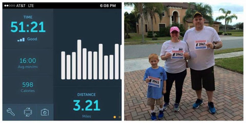 Michele: Our first family 5k,  Remember the fallen :)
Jonathan: Jonathan is 5 and he enjoys running with us.  This was his first virtual 5k.  
Mike: My first family virtual 5k, Remember the Fallen.