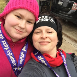 Heather: Me and Megan Vegso completing the 10k. A little slow due to an injury, but we did it!