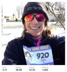 Tamara: Just got through running the Make Some Noise 5k through Virtual Strides benefiting Childhood Cancer. I didn't have to go all out since it was just a fun run I was doing by myself.  Enjoyed it! It was my first week back after recovering from a mild hamstring pull.