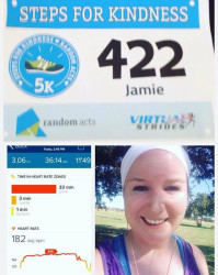 Jamie: Thought my FitBit said 3.16 but the Texas sun was blinding me! I've been trying to lose weight and build up my distance. This really motivated me and I'm so proud I did it!!!
