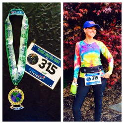 Jodi: "I ran my 2015 Earth run on Earth Day (April 22) & just look at what arrived today; a majestic heavy medal. VERY NICE. Thanks Virtual Strides."