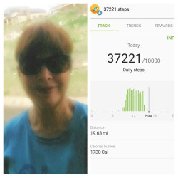Dianne: Forgot to start map my run so sending my Samsung steps and miles. Actually did 19+miles. My time is close but not exact.
