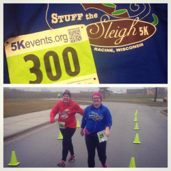Lauren: With two of my runner friends at the Stuff the Sleigh 5k! :)