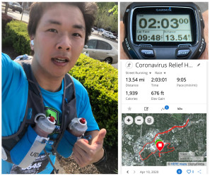 Jongmin: My time for 13.1 miles was actually 1:58:40 but then I decided to keep going and ended at 13.54 miles.