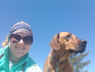 Rebecca: My first run of the season with my dog. The time goes down from here.