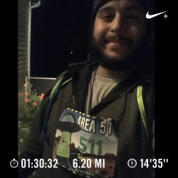 Michael: It felt like forever, I felt like quitting the whole time, me shins were on fire, my breath cold, but I pushed through. My first 10k ever, and ran the day after I ran a 5k. Don't care about my time, I care that I finished it and didn't quit.