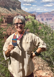 Janis: Went down into Grand Canyon to Dripping Springs.  Actually did a total of 11miles that day; a 5K and 10K.  Time approximate.