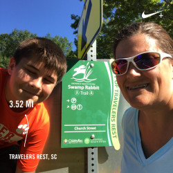 Ethan: Got my 5K in on the Travelers Rest swamp Rabbit Trail this morning!