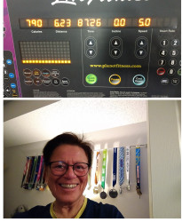 Susan: Made my 10k had to be on the treadmill.  Slow but sure.  Ran on bad ankle with cold residuals.  Had to stop every mile and blow my nose LOL