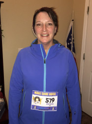 Michelle: Cold run in Fort Collins, Colorado.  I actually ran a 15k as part of half marathon training. Great time considering all the jumping over snow banks and maneuvering unshoveled sidewalks!