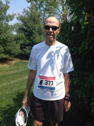 Michael: "Byers Station 5K, in hilly PA.  Gun time race.  Race walked the back."
