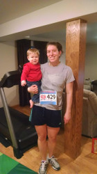 Gina: "Unfortunately at -9 it was too cold to run outside, but my son gladly cheered me on while I got it done on the treadmill!"