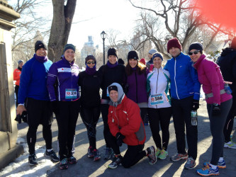 Deb: "Members of the Manhattan Team in Training team mixed it up a bit and participated in the I heart emoticon Running virtual 10k/half to support The American Heart Association, and to support one of our favorite pace leaders who had a heart attack 2 weeks ago after one of our training runs."