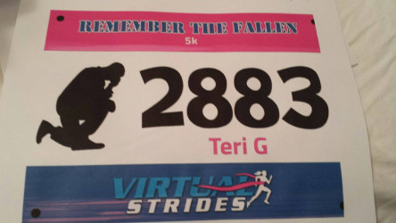 Teri: "Proud to run for our veterans! 42.27 minutes"