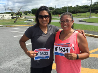 Melissa: "Ran in the Okinawa humidity. It was tough but we completed it. In memory of Cpl. Sara Medina and LCpl. Jacob Hug."
