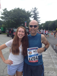 Michael: "Caitlyn Longenecker once again cheered me on in winning the July 4th Downingtown, PA "Good Neighbor Day" 5K Walk.  We have a good thing going.  This is 6 years in a row.    1 minute 32 seconds faster than last year."