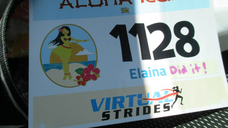 Elaina: "What a great day! I was able to do two great events in one. I have helped with Breast Cancer Awareness with the Aloha Run and tried my hand at a local 5K fun run event; Tri-the-Bull. Now to try and do more to help get myself into some kind of shape other than round! :)"
