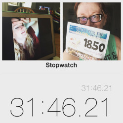 Laura: "Worked all night, 3 hr nap, errands, FaceTime, 97 degrees 5K race with respectable old lady pace. Happy. "