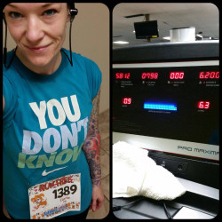 Carrie: PR'd on my 10k. Too cold to run outside this morning. I had brain surgery 15 weeks ago, so the chilly air hurts!