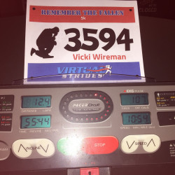 Vicki: I'm just recently started exercising & this was my first attempt at completing a 5K on my treadmill.  It's not a great time but at least I'm up and moving. :-)