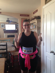 Katherine: My 2nd 5K!  Never stopped running!  Will improve my speed with every race I run!