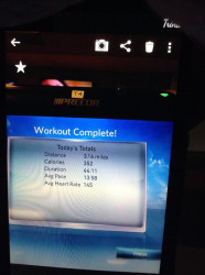 Trina: Completed the 5K on the treadmill. I run better outside but the weather didn't cooperate today!!