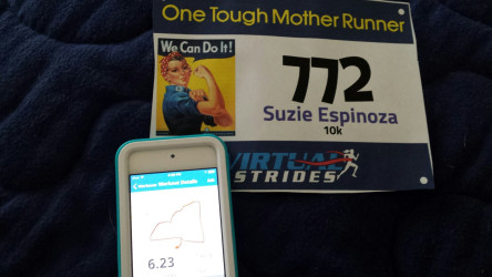 Suzanne: April's 10k was windy and challenging but, DONE