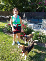 Amy: Great race along the beach with my dog
