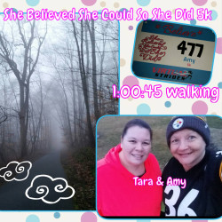 Amy: A foggy but warm walk for a  January morning in PA, with a good friend who is new to Virtual Strides!  I think I have her hooked!