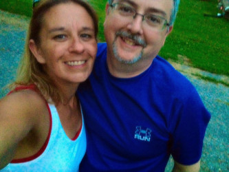 Katie: "I have suffered from Chron's and Ulcerative Colitis since 1979. My husband has helped me through many struggles the last 15 years and I couldn't fight this disease without him by my side, so he ran with me!"