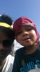 Anisha: "Me and my four old spidey after our run. "