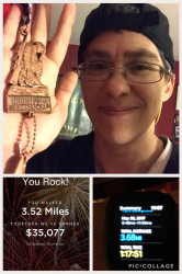 Courtney: My first Virtual Strides medal.  Hope to punch out my second tomorrow!