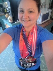 Samantha: I used this race to keep my on pace the first half (plus 0.2) of my 12 miler today. So glad I did, because the hills were a beast and this gave me the push I needed! Onto the next one!