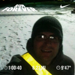 Eric: Running in the snow! 23°and windy! staying motivated. Thanks virtual strides!
