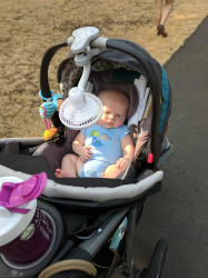 Laura: Same day I signed up I busted this one out! First race with my 3 month old and it consisted of alot of rest stops but I got it done!!!!