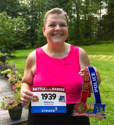 Rebecca: Stats from the 1/2 marathon in mid July:13.57 milesTime: 4 hrs, 27 mins, 50 secToday's 1/2 marathon almost exactly one month later:13.33 milesTime: 3 hrs, 50 min, 1 secCan't believe how much I've improved!