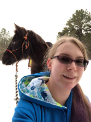 Charlotte: Hiked the 5k with my pony Domino! Lots of snow but totally worth the walk