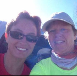 Karrie: "My friend Anee was kind enough to run all 13.1 miles with me.  #luckykarrie to have her company!"