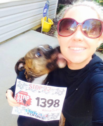 Alicia: Me and my rescue pup Smitty running for Veterans Day