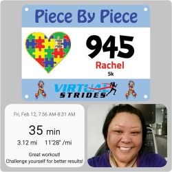 Rachel: My 1st 5k treadmill run for such a great cause.