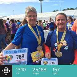 Patricia: My sister Mary and I did I the Disney Princess and our Piece by Piece together today! - until she smoked me in the last 4 miles  - it was Awesome!!!!
