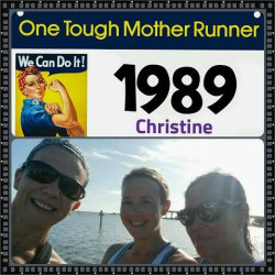 Christine: Thanks to 2 other Tough Mother Runners, Chiqui & Jessi, for runnning my 13.1 with me!