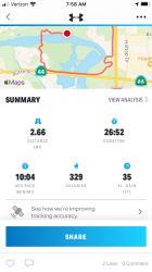 Jennifer: Will not sync with MapMyRun 2.6 of 6 miles completed so far